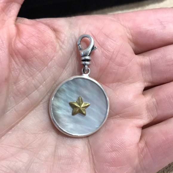 Silpada Sterling and Shell Reversible Star Disc Charm - Picture 2 of 7